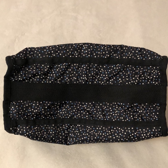 LeSportsac polka dot black zipper cross body bag w lt blue, white, and tan dots - Picture 7 of 14